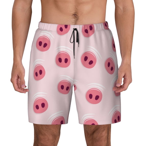 Daiia Cute Pig Nose Mens Swim Trunks Swim Shorts Quick Dry Swim Shorts with Mesh Lining Pockets-Small