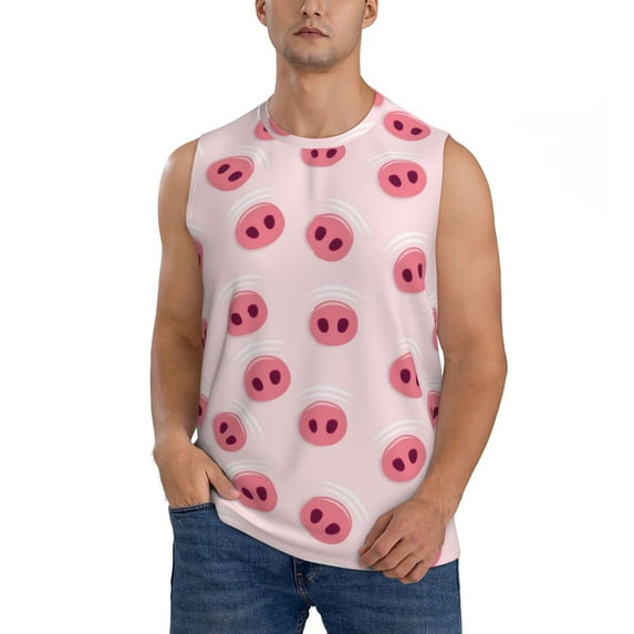 Daiia Cute Pig Nose Printed Men's Tank Tops,Casual Soft Sleeveless Gym Muscle Shirts Bodybuilding Tee-X-Large