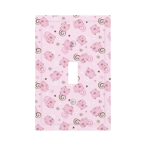 Daiia Cute Pig Pattern Decorator Wall Plate Child Safe Outlet Cover, Switch and Outlet Covers,Size 1-Gang 5.0" x3.0" , Polycarbonate Thermoplastic-Style T