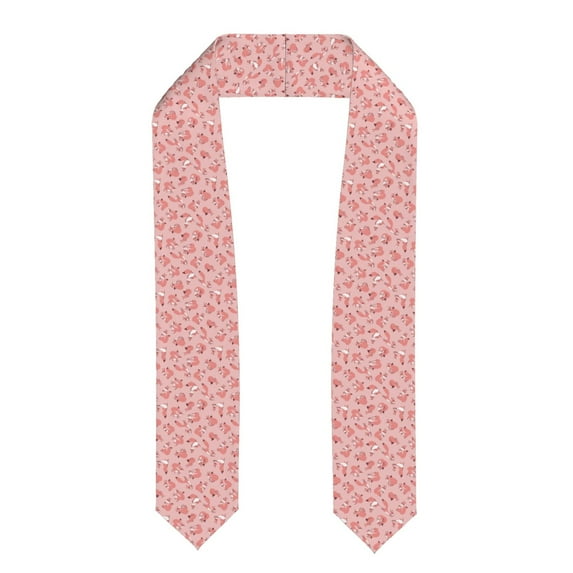 Daiia Cute Pink Squirrel Pattern Graduation Shawl Stole – Satin Graduation Stole Academic Stole Non-Slip Design-Flattened