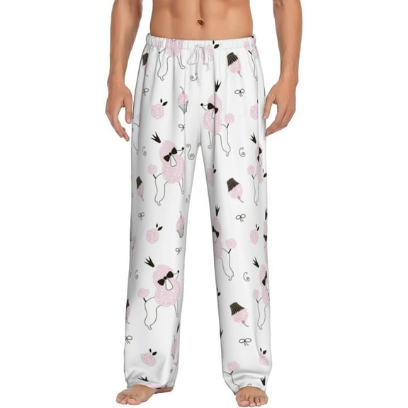 Daiia Cute Poodle Dog Men's Sleep Pant with Pockets and Drawstring,Pajama Pants-Large