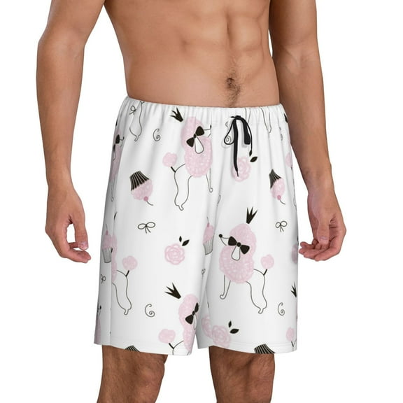 Daiia Cute Poodle Dog Mens Woven Stretch Pajama Short,Short Pajama Pants-Medium