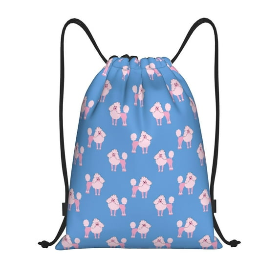 Daiia Cute Poodle Dog Pattern Drawstring Backpack, Gym Bag, Lightweight Backpack, Water-Resistant Bag Travel Sports Backpack, Fitness Bag, Yoga Bag-Medium