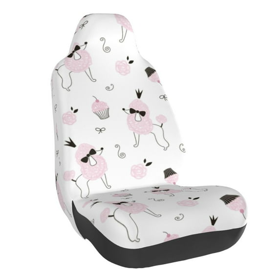 Daiia Cute Poodle Dog Printed Car Seat Cover - Waterproof & Sweatproof - Universal Fit, Machine Washable, Non-Slip - Seat Protector for Car, Truck, SUV, Van (1 Pack)