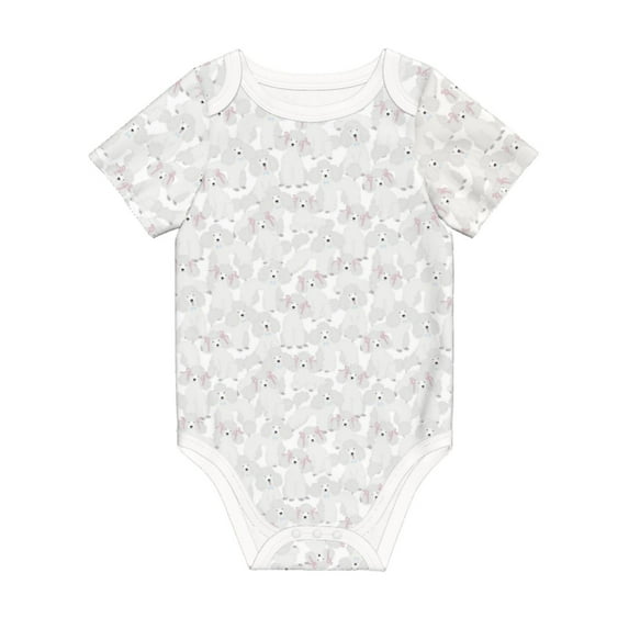 Daiia Cute Poodle Dog Printed Unisex-Baby Short Sleeve Onesies Bodysuits Baby Climbing Clothes Soft and Comfortable Romper with Expandable Shoulder Design-18 Months