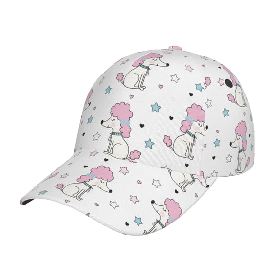Daiia Cute Poodle Dog print Baseball Cap Men Women Golf Dad Hat Adjustable Original Classic Low Profile Hat Unconstructed Plain Cap