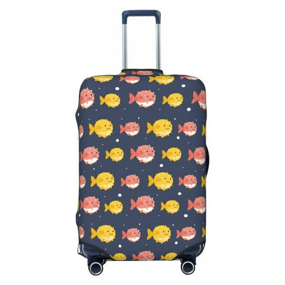 Daiia Cute Puffer Fish Luggage Cover, Thickened Washable Travel Luggage Covers, Elastic Unique Baggage Covers for 18-20 inch Luggage-Large