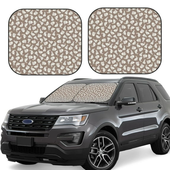 Daiia Cute Rabbit 2PCS Car Windshield Sun Shade, Foldable Sun Shield for Car Front Window, Auto Sun Blocker Visor Protector Universal for Truck SUV Pickup-Small