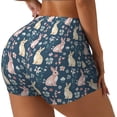 thumbnail image 1 of Daiia Cute Rabbit Floral Pattern Women's Workout Shorts Biker Shorts - High Waisted Workout Spandex Tummy Control Gym Running Yoga Shorts-X-Large, 1 of 8