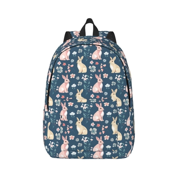 Daiia Cute Rabbit Floral Vintage Canvas Backpack for Men and Women ,Hiking Backpack,Travel Laptop Bag for School,Large Capacity Backpack