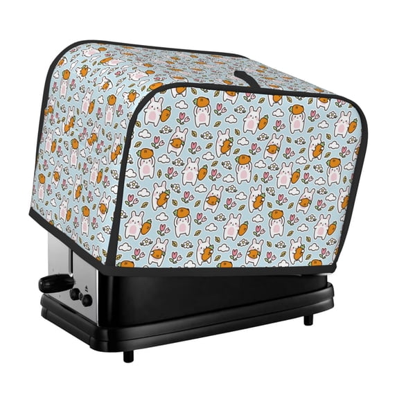 Daiia Cute Rabbit Hold Carrot Pattern 2 slice Toaster Cover, Toaster Appliance Dust-proof Cover For Kitchen Small Appliance Dust Cover and Fingerprint Protection