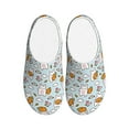 thumbnail image 1 of Daiia Cute Rabbit Hold Carrot Print Women’s Fuzzy Slippers Memory Foam Lightweight House Shoes Cozy Loafer Flannel House Shoes-39/40, 1 of 7