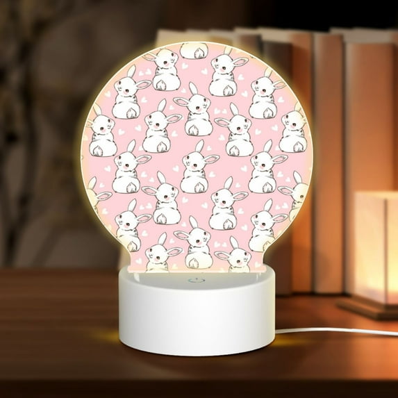 Daiia Cute Rabbit Pattern Acrylic Night Light, LED Touch Light, Bedroom Night Light, Soft Glowing Lamp Perfect Gift for Mother's Day, Birthday, or Christmas