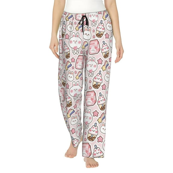 Daiia Cute Rabbit Women's Sleep Pant with Pockets and Drawstring,Pajama Pants-Large