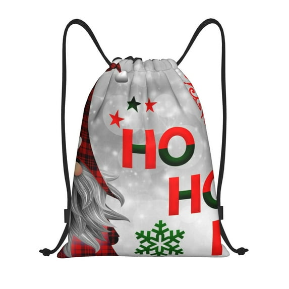 Daiia Cute Santa Pattern Drawstring Backpack, Gym Bag, Lightweight Backpack, Water-Resistant Bag Travel Sports Backpack, Fitness Bag, Yoga Bag-Small