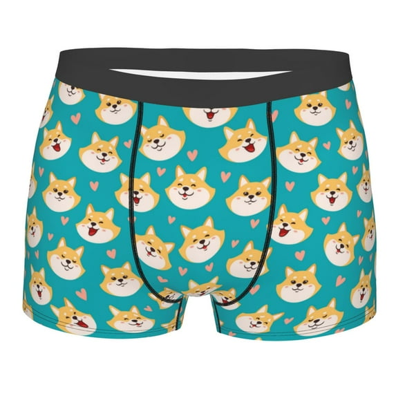 Daiia Cute Shiba1 Men's Underwear Boxer Briefs, Cotton Stretch Moisture-Wicking Underwear-Medium