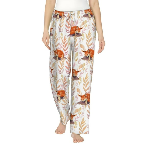 Daiia Cute Sleepy Fox Women's Sleep Pant with Pockets and Drawstring,Pajama Pants-XX-Large