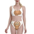 thumbnail image 1 of Daiia Cute Sloth In Yoga Pose Tree printed 2 piece Swimsuit Bikinis for Women High Waisted Racerback Bathing Suits Summer Tummy Control Scoop Neck Swimwear-Large, 1 of 8