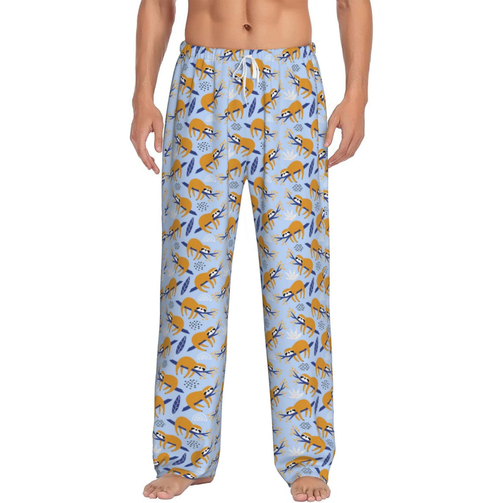 Daiia Cute Sloth Men's Sleep Pant with Pockets and Drawstring,Pajama PantsXLarge