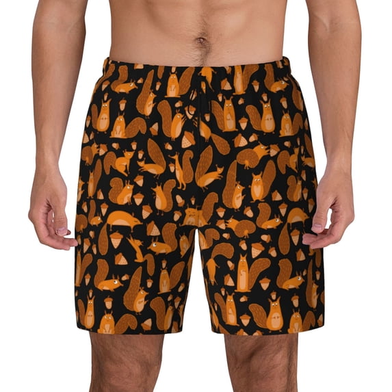 Daiia Cute Squirrel Mens Swim Trunks Swim Shorts Quick Dry Swim Shorts with Mesh Lining Pockets-Small