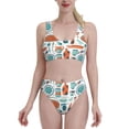 thumbnail image 1 of Daiia Cute Tableware printed 2 piece Swimsuit Bikinis for Women High Waisted Racerback Bathing Suits Summer Tummy Control Scoop Neck Swimwear-Large, 1 of 8