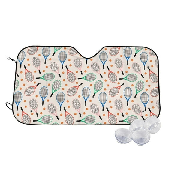 Daiia Cute Tennis Racket Windshield Sun Shade for Car SUV Truck (Medium ), Car Sun Shade Windshield, Car Shades for Front Windows, Sunshade for Car Windshield