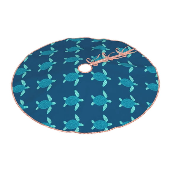 Daiia Cute Turtle Drawing Merry Christmas Tree Skirt , Xmas Large Lace-up Tree Skirt, Santa Snowflakes Rustic Home Decorations New Year Party Farmhouse Decor-30"