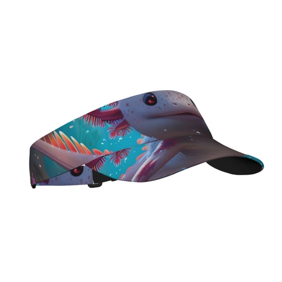 Daiia Cute Underwater Axolotl Pattern Sport Sun Visor Hats Visor Cap Adjustable Empty Top Baseball Cap Cotton Ball Caps for Women and Men