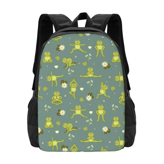 Daiia Cute Yoga Frogs Backpack for Men and Women -Durable Backpack Large Capacity, Water-Resistant Bag with Adjustable Straps and Laptop Compartment