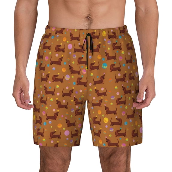 Daiia Dachshund And Ball Mens Swim Trunks Swim Shorts Quick Dry Swim Shorts with Mesh Lining Pockets-3X-Large