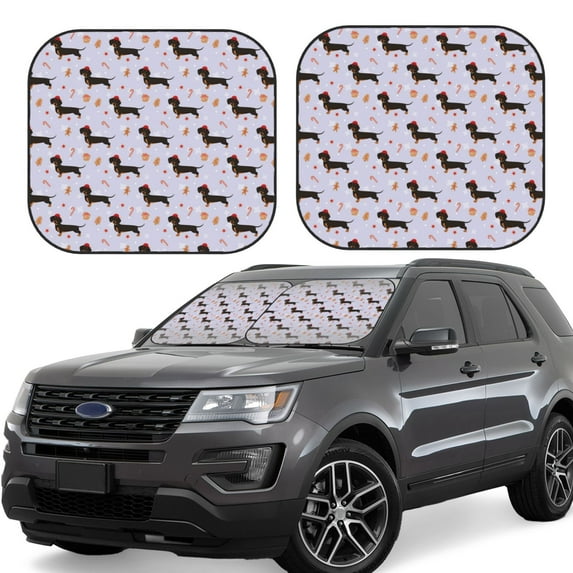 Daiia Dachshund Dog 2PCS Car Windshield Sun Shade, Foldable Sun Shield for Car Front Window, Auto Sun Blocker Visor Protector Universal for Truck SUV Pickup-Medium