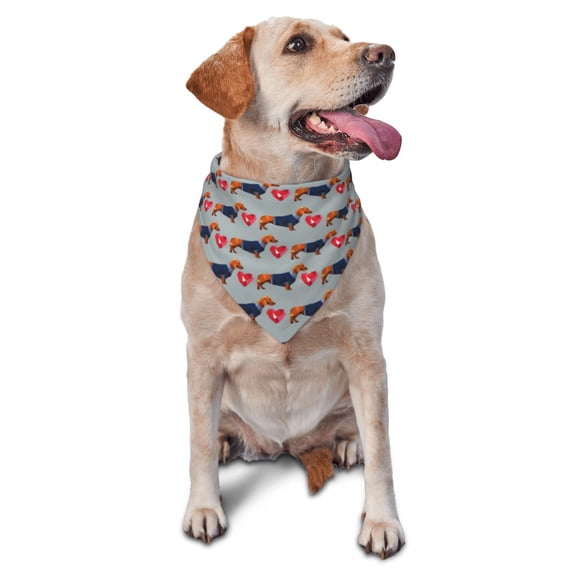 Daiia Dachshund Dog Heart Pattern Pet Scarf for Dogs and Cats – Soft & Breathable Bandana, Comfortable Pet Accessory for Everyday Wear