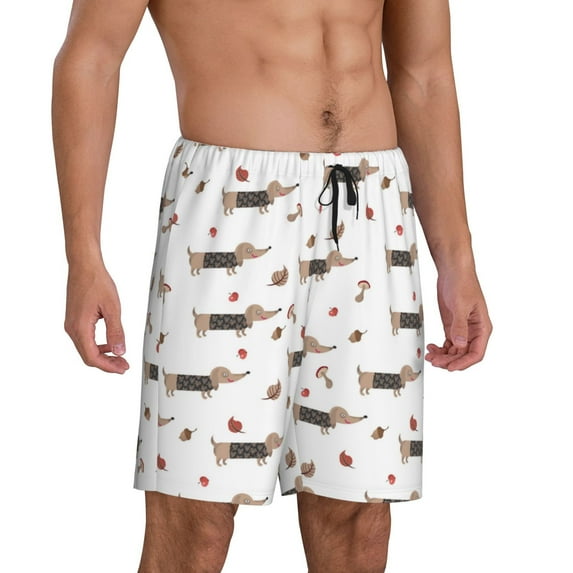 Daiia Dachshund Dog Mens Woven Stretch Pajama Short,Short Pajama Pants-XX-Large