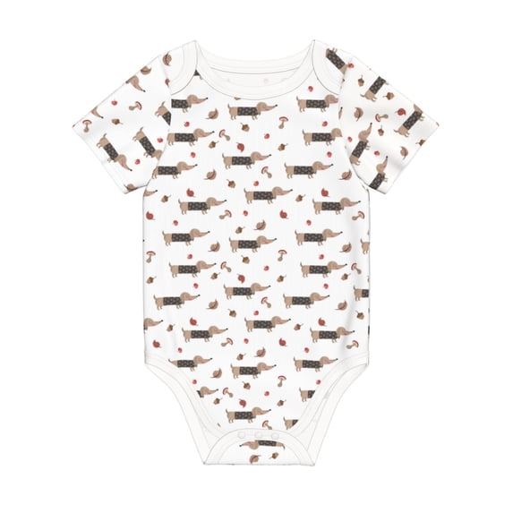 Daiia Dachshund Dog Printed Unisex-Baby Short Sleeve Onesies Bodysuits Baby Climbing Clothes Soft and Comfortable Romper with Expandable Shoulder Design-9M