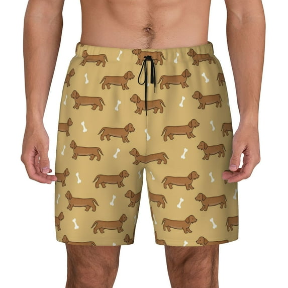Daiia Dachshund Dog Puppy Mens Swim Trunks Swim Shorts Quick Dry Swim Shorts with Mesh Lining Pockets-3X-Large