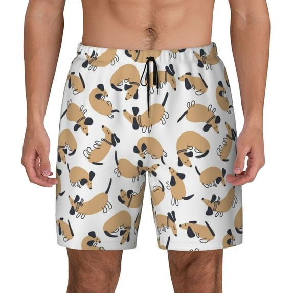 Daiia Dachshund Dog Puppy Mens Swim Trunks Swim Shorts Quick Dry Swim Shorts with Mesh Lining Pockets-Large