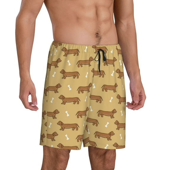 Daiia Dachshund Dog Puppy Mens Woven Stretch Pajama Short,Short Pajama Pants-Large