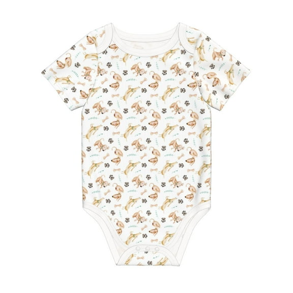 Daiia Dachshund Dog Puppy Printed Unisex-Baby Short Sleeve Onesies Bodysuits Baby Climbing Clothes Soft and Comfortable Romper with Expandable Shoulder Design-9M