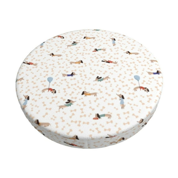 Daiia Dachshund Dog Puppy Stool Covers Round,Round Bar Stool Covers Waterproof Bar Chair Covers Washable Stool Cushion Slipcover for 12-14 Inch Chair-14 inch