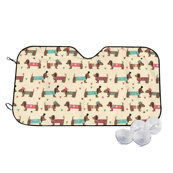 Daiia Dachshund Dog Puppy Windshield Sun Shade for Car SUV Truck (Medium ), Car Sun Shade Windshield, Car Shades for Front Windows, Sunshade for Car Windshield