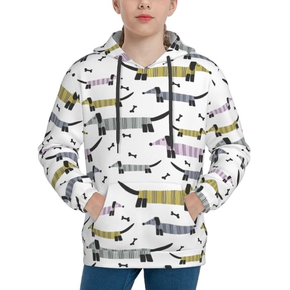 Daiia Dachshund Dog Puppy for Boys Fashion Hoodies & Sweatshirts with Kangaroo Pocket,Hooded Sweatshirt for Kid, Breathable& Moisture Wicking-Medium