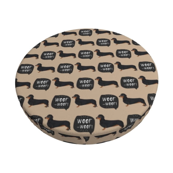 Daiia Dachshund Dog Woof Stool Covers Round,Round Bar Stool Covers Waterproof Bar Chair Covers Washable Stool Cushion Slipcover for 12-14 Inch Chair-14 inch