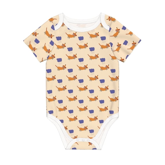 Daiia Dachshund Printed Unisex-Baby Short Sleeve Onesies Bodysuits Baby Climbing Clothes Soft and Comfortable Romper with Expandable Shoulder Design-12 Months