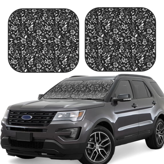 Daiia Daisies Flowers 2PCS Car Windshield Sun Shade, Foldable Sun Shield for Car Front Window, Auto Sun Blocker Visor Protector Universal for Truck SUV Pickup-Large