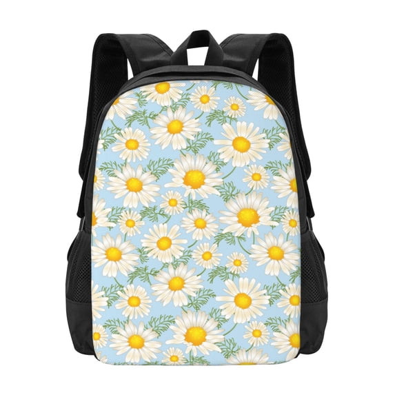 Daiia Daisies Flowers Backpack for Men and Women -Durable Backpack Large Capacity, Water-Resistant Bag with Adjustable Straps and Laptop Compartment