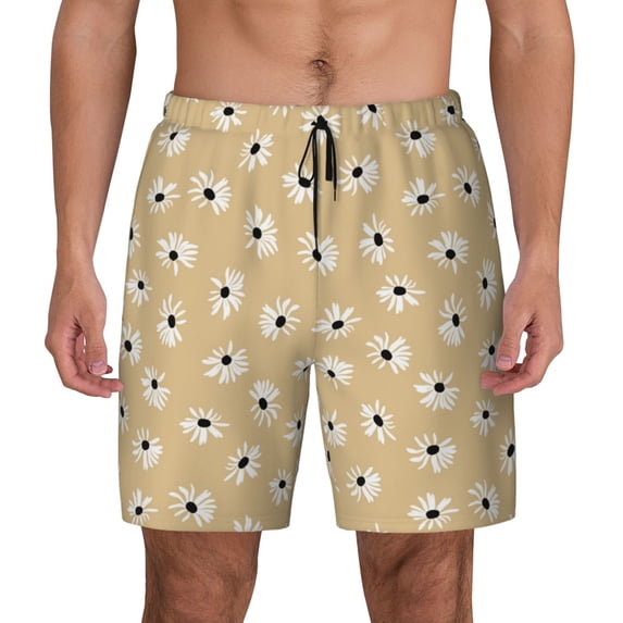 Daiia Daisies Flowers Mens Swim Trunks Swim Shorts Quick Dry Swim Shorts with Mesh Lining Pockets-Large