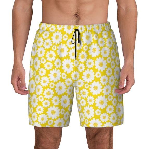 Daiia Daisies Flowers Mens Swim Trunks Swim Shorts Quick Dry Swim Shorts with Mesh Lining Pockets-Small