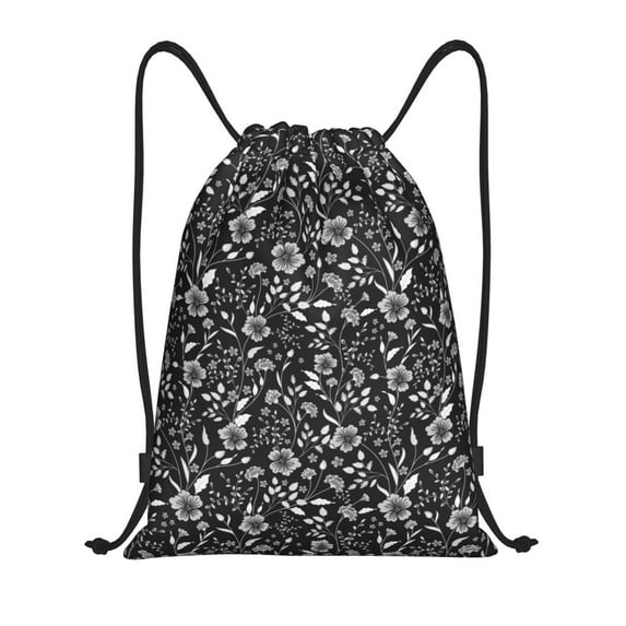 Daiia Daisies Flowers Pattern Drawstring Backpack, Gym Bag, Lightweight Backpack, Water-Resistant Bag Travel Sports Backpack, Fitness Bag, Yoga Bag-Small