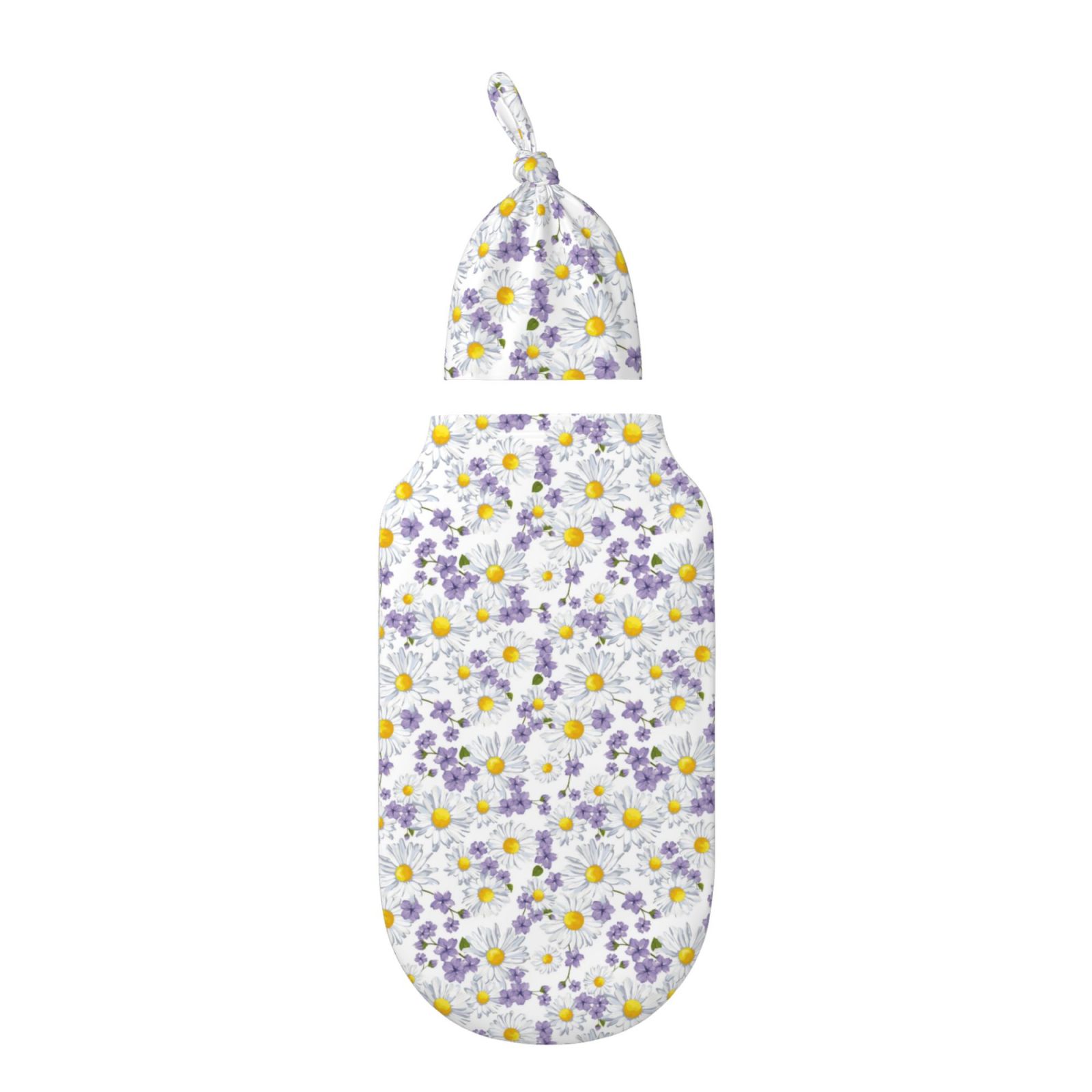 Daiia Daisies Flowers Pattern Swaddle Blanket and Hat Set Newborn