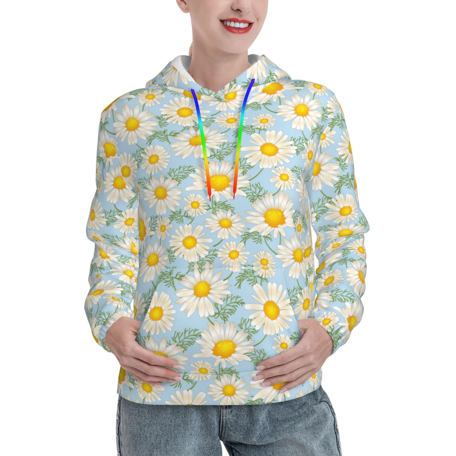 Mud Pie Cotton yarn crew neck sweater with daisies main image 1